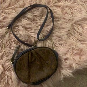 Crossbody purse over the should leopard and blue